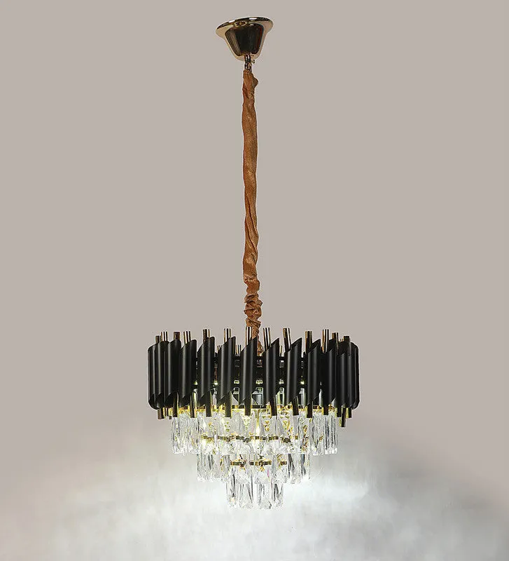 1015-400Mm Eliante Black And Gold Crystal Chandeliers  - Inbuilt Led Color Cw   Ww   Nw