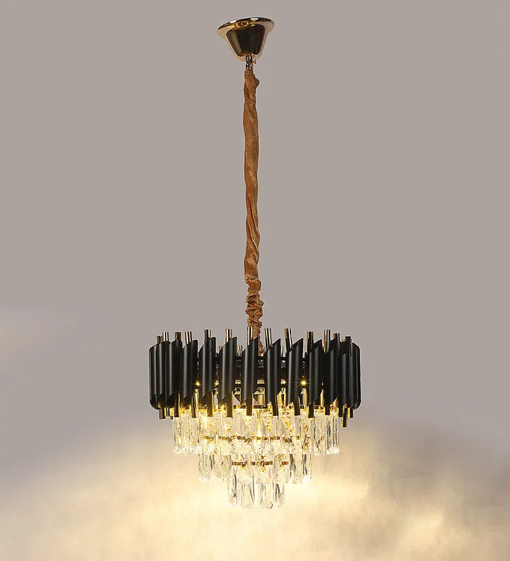 1015-400Mm Eliante Black And Gold Crystal Chandeliers  - Inbuilt Led Color Cw   Ww   Nw