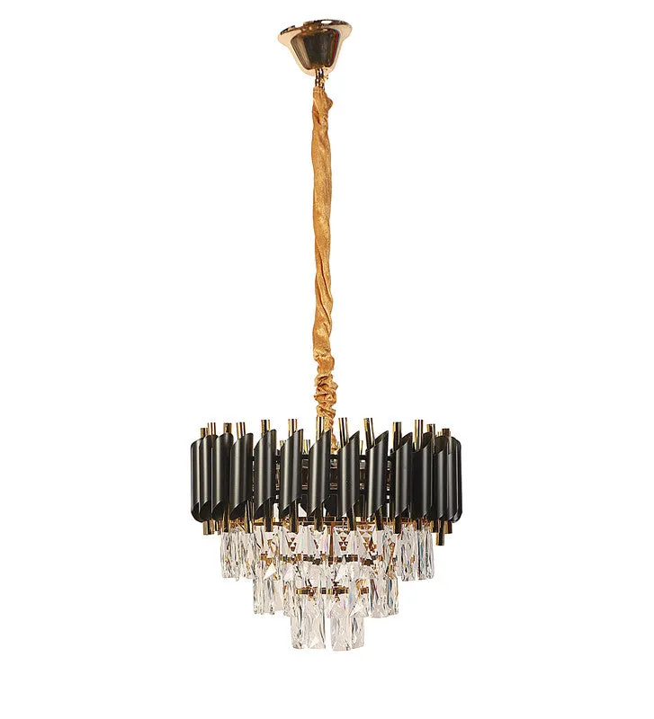 1015-400Mm Eliante Black And Gold Crystal Chandeliers  - Inbuilt Led Color Cw   Ww   Nw