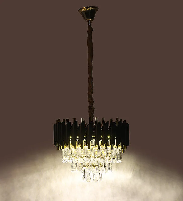 1015-400Mm Eliante Black And Gold Crystal Chandeliers  - Inbuilt Led Color Cw   Ww   Nw