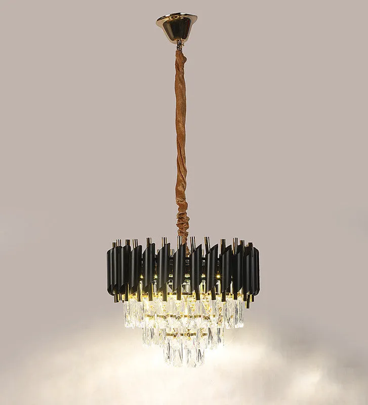 1015-400Mm Eliante Black And Gold Crystal Chandeliers  - Inbuilt Led Color Cw   Ww   Nw