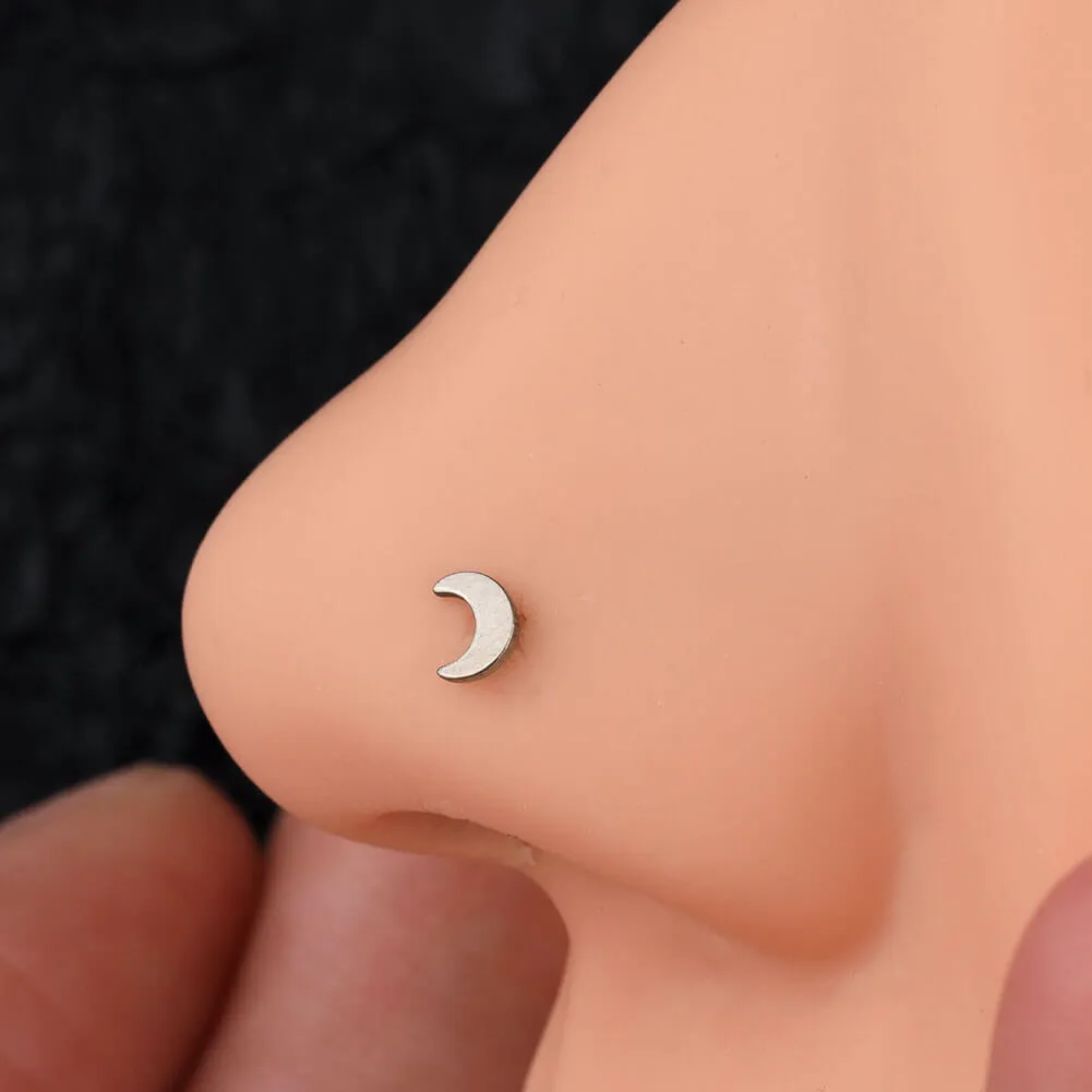 20G Titanium Crescent Moon Nostril Corkscrew Stud