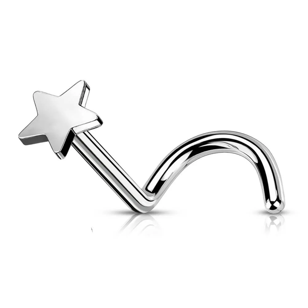 20G Titanium S-shaped Star Nostril Screw Ring