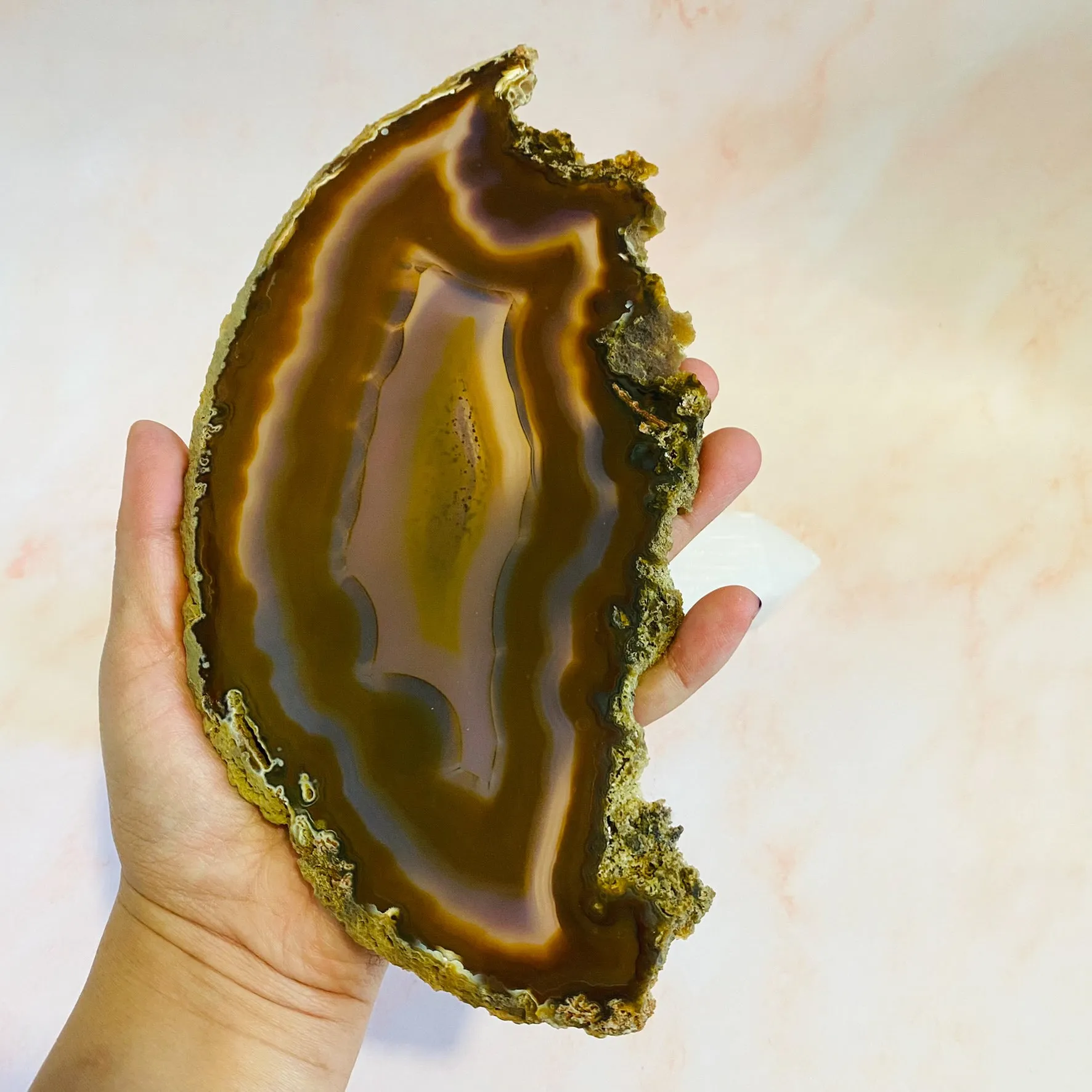 Agate Crystal, Raw Agate, Healing Crystal, Unique Agate Specimen, Grounding Crystal, 10" x 4.5" Natural Agate, Good Luck Crystal