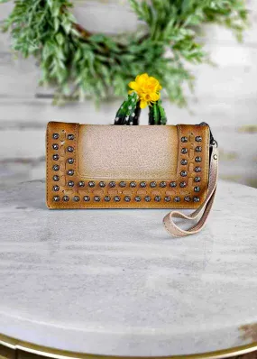 Beige Studded & Western Wallet