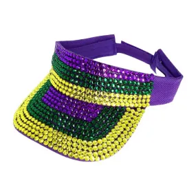 Bling Studded Mardi Gras Visor Hat