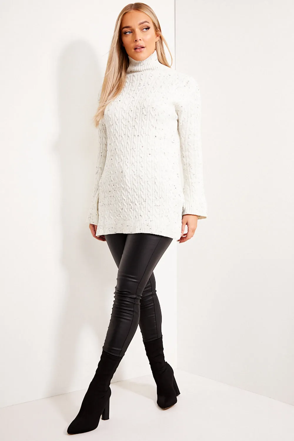 Brielle Cream Cable Knit Side Split Jumper