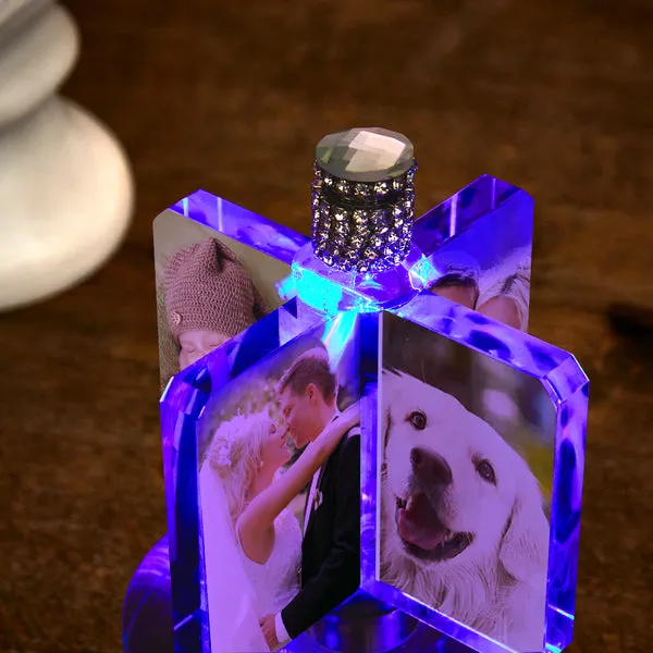 Custom Photo Windmill Crystal Lamp Desk Decoration Photo Night Light Gift for Lover