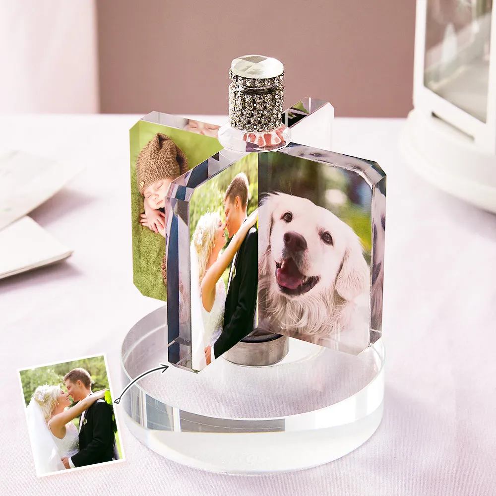 Custom Photo Windmill Crystal Lamp Desk Decoration Photo Night Light Gift for Lover