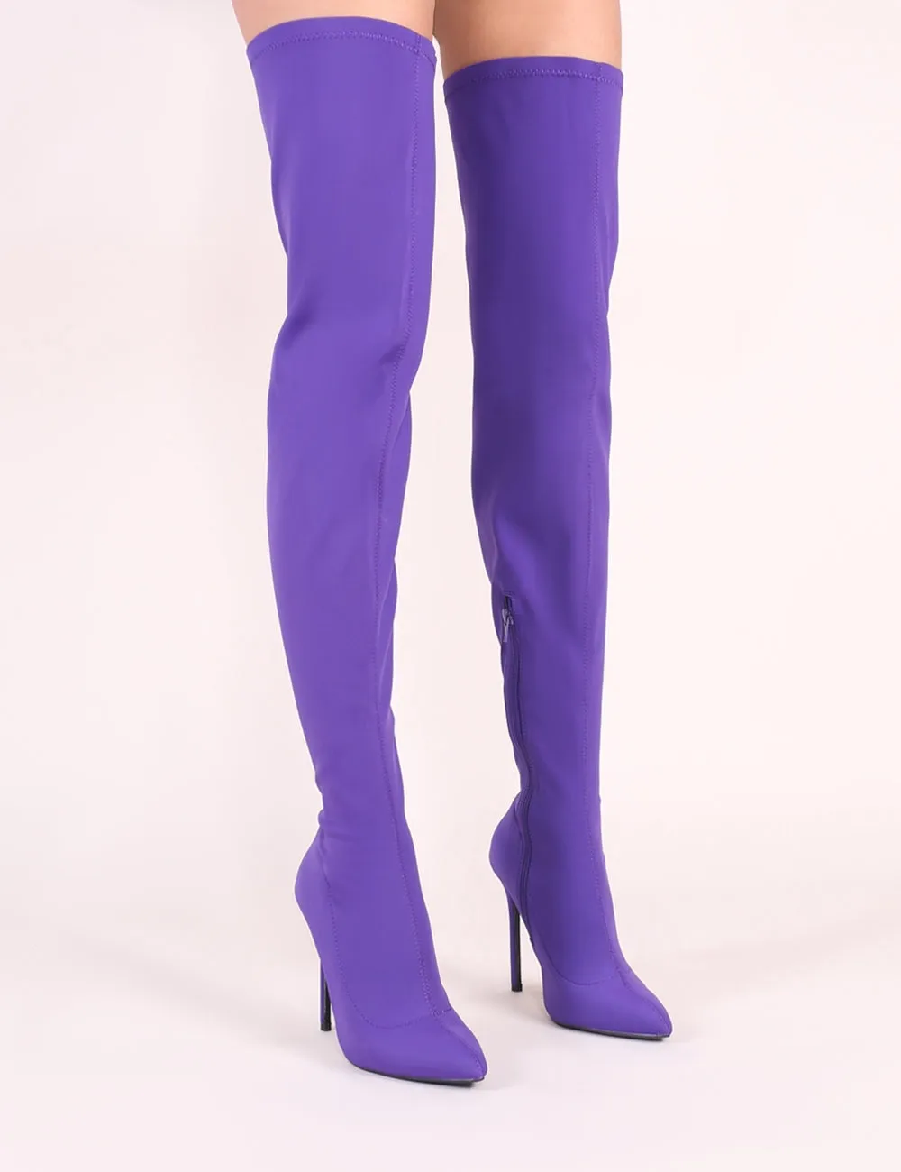 Darin' Over The Knee Boots in Purple Stretch