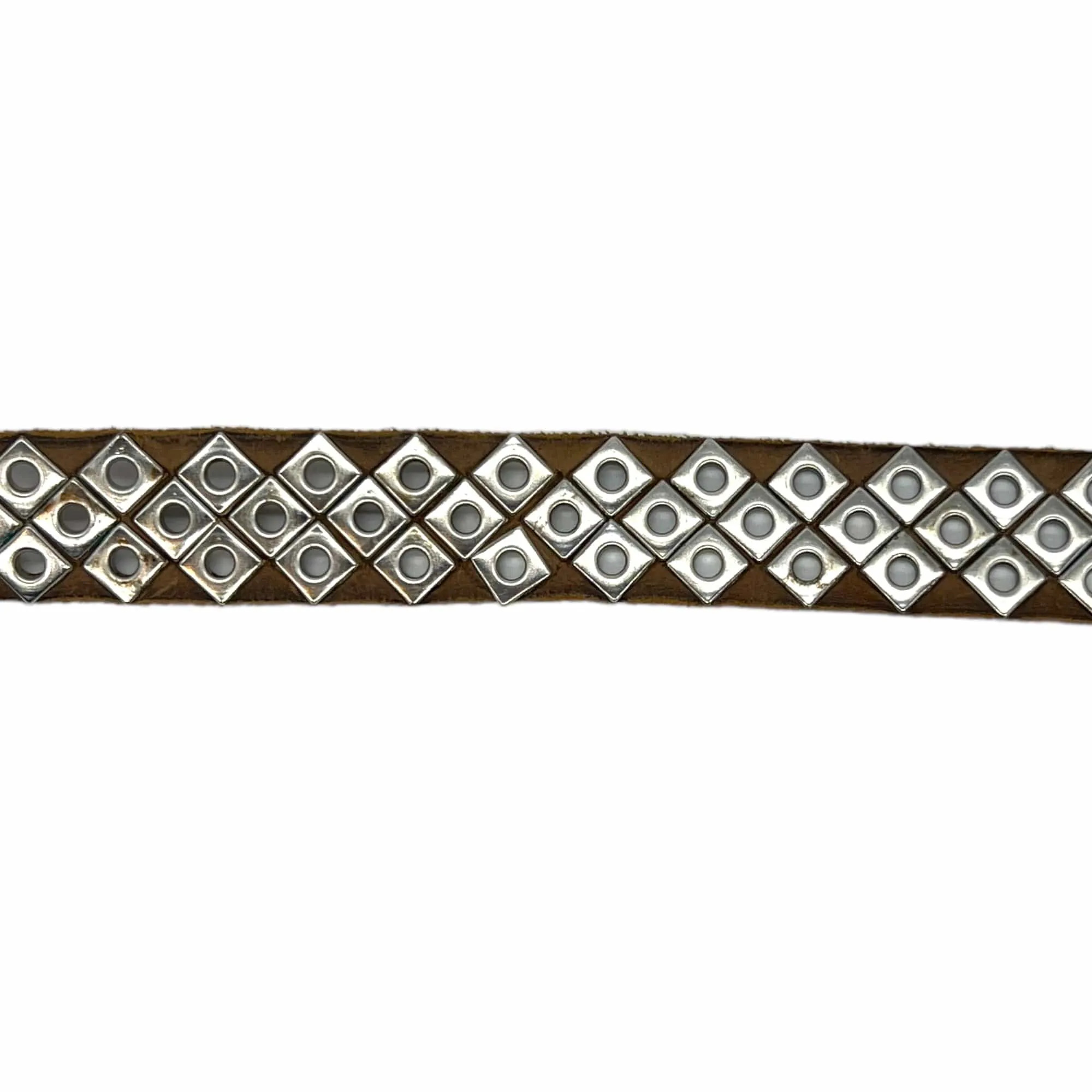 DIESEL Limited Edition Distressed Studded Leather Belt - Light Brown