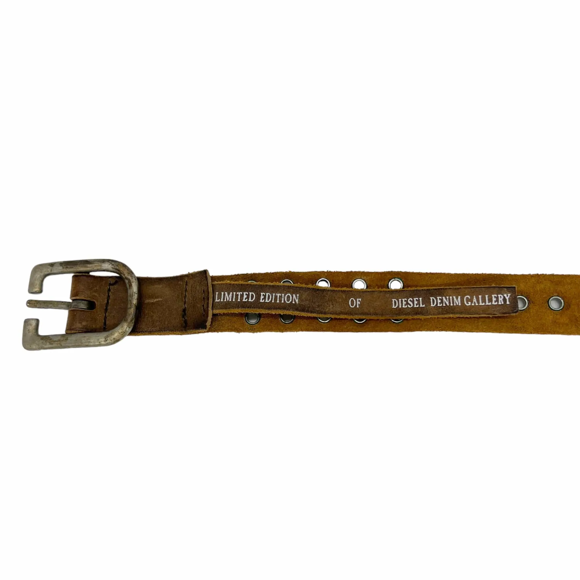 DIESEL Limited Edition Distressed Studded Leather Belt - Light Brown