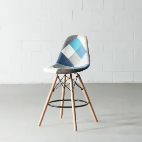 ESSEN -Blue Monochrome Fabric Patchwork Stool