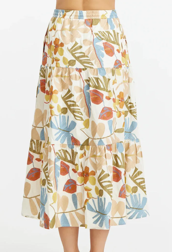 Grant Embroidered Midi Skirt