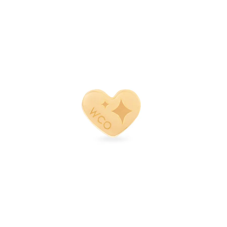 Heart 14K Solid Gold Flat Back Earring Post