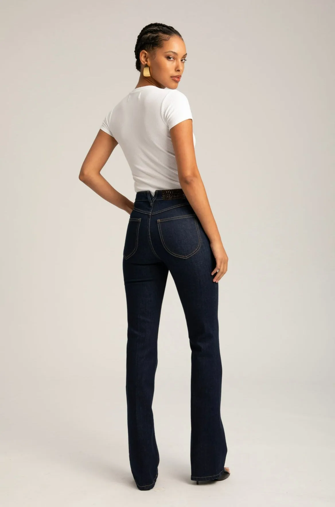 Joan Indigo Micro Flare Denim