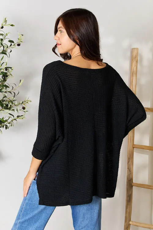 Let's Hang High-Low Slit Knit Top