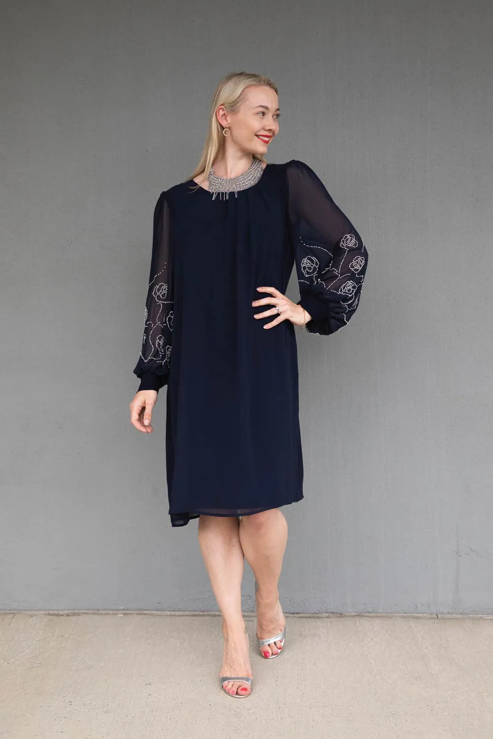 Lyman - 248008 Brocade Sleeve Dress