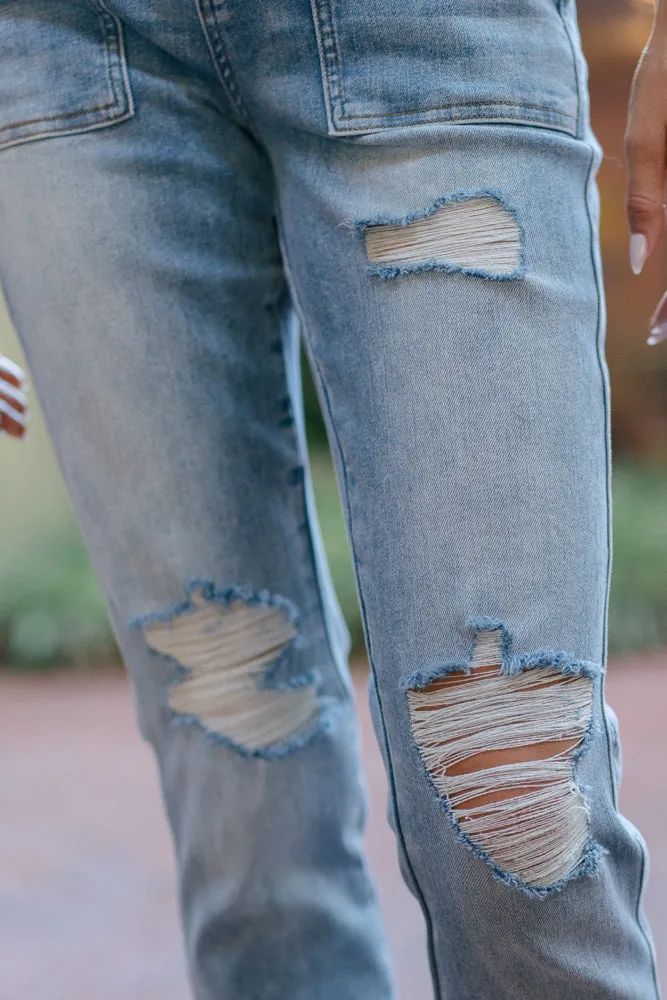 preorder - Brittany High Rise Patch Pocket & Ripped Boyfriend Jeans - PLUS