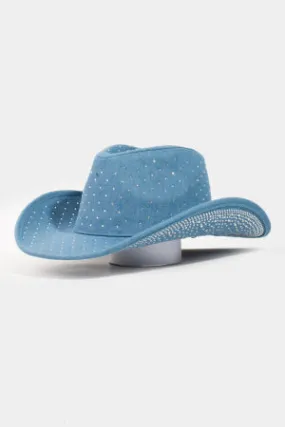 Rhinestone Studded Denim Cowboy Hat