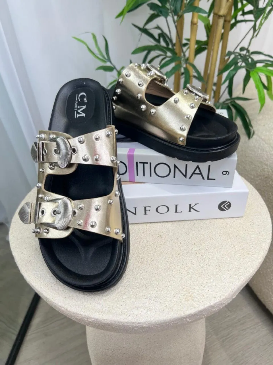 Studded Buckle Sandal